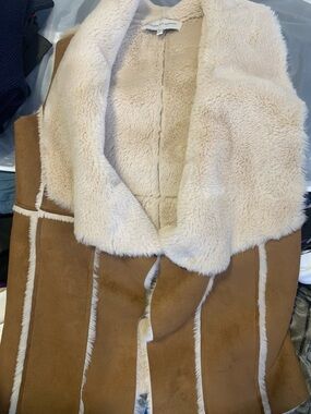 cupcakes & cashmere Tan and Cream Faux Shearling Coat